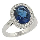 Oval Sapphire (4.13ct) and Pave Diamond (.60ct) Ring