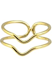 AppleLatte Double Chevron Ring, Gold Plated Adjustable