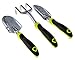 3-Piece Gardening Tools Set (Rake, Trowel and Planter) - Home Garden & Lawn Care Equipment - Fit Most Tool Bags and Belts - Great for Men, Women & Seniors - Rust Resistant