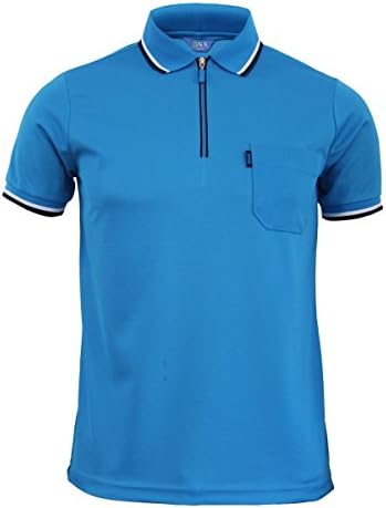 BCPOLO Fresh zipper Neck Style Polo T-shirt Mens Sportswear Functional Coolon T-shirt-blue XXL
