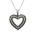 10k White Gold Black and White Diamond Heart Pendant (1/3 cttw, J Color, I3 Clarity), 18"