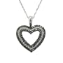 10k White Gold Black and White Diamond Heart Pendant (1/3 cttw, J Color, I3 Clarity), 18"