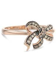 10k Rose Gold Brown Diamond Bow Ring ( .14 cttw, H-I Color, I2-I3 Clarity)