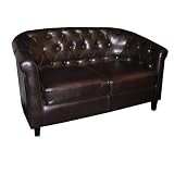 Brown Leather Chesterfield Two Seat Sofa
