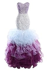 Sexy Organza Crystals Lace Crystal  Mermaid Cocktail Evening Dress/Prom Dress/Party Dress  With Ruffles