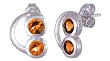 Round Cut Garnet Earrings Sterling Silver