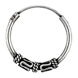 Sterling Silver Small Bali Hoop Earrings, 9/16 diameter