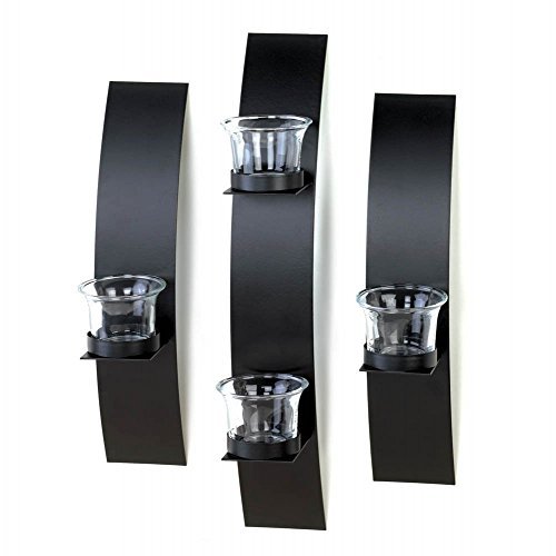 F.A. Decors Black Contemporary Candle Wall Sconces Set of 3 bgxjgkldkh