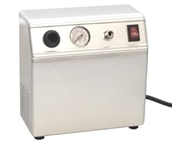 Master Airbrush TC-18 Mini Airbrush Compressor 1/8-HP with Regulation Valve and Gauge and a Free 6 Inch Airbrush Hose