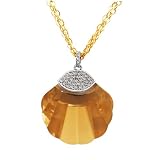 Bonded Sterling Silver and 14k Gold Swarovski Crystal Elements Shell Pendant