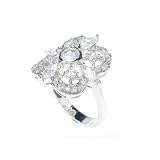 SilverBin Sterling Silver Art Deco Elegant Design Bezel Set CZ with Small CZ Accents
