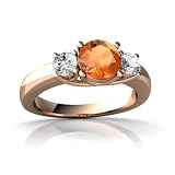 14k Rose Gold Round Fire Opal Trellis Ring