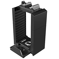 PS4 / PlayStation 4 Pro / Slim 専用　多機能縦置きプレイステーション４スタンド　PS4ディスク収納(12個)　省スペース　冷却ファン付き