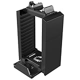 PS4 / PlayStation 4 Pro / Slim 専用　多機能縦置きプレイステーション４スタンド　PS4ディスク収納(12個)　省スペース　冷却ファン付き