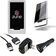 Microsoft Zune HD 16GB / 32GB Silicone Gel Skin Case Combo (CLEAR) w/ 2in1 Sync and Charging USB Data Cable, USB Car Charger, USB Wall / Travel Charger, and a Zune HD Screen Protector / Screen Guard