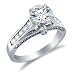 Cheap Size 13 – Solid 14k White Gold Round Brilliant Cut Solitaire with Round Side Stones Highest Quality CZ Cubic Zirconia Engagement Ring 1.5ct. On Sale