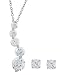 Platinum Overlay Sterling Silver Round Cubic Zirconia Journey Pendant & Stud Earrings Set