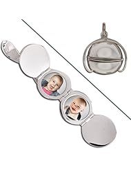 Sterling Silver Ball Four Photo Locket 3/4 inch x 3/4 Inch x 3/4 Inch inch Sterling Silver