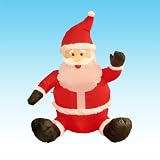 4 Foot Christmas Inflatable Sitting & Waving Santa Claus - Yard