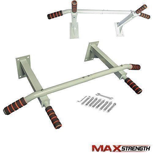 MAXSTRENGTH Wall Mounted Chin Up Pull Up Exercise Bar Chinning Up Bars Bracket Workout