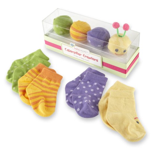 Baby Aspen Baby  "Caterpillar Crawlers" Baby Socks Gift Set, Multi, 0-6 months
