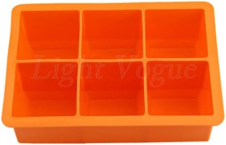 Ainest New 6 Cavity XL Ice Cube Maker Tray King Size Molds Cocktails Whiskey Ice Tray Orange