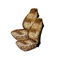 Set of 2 Universal-fit Animal Print Front Bucket Seat Cover - Leopard
