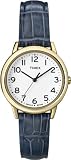 Timex Women's T2N954 Elevated Classics Dress Gold-Tone Case Blue Croco Leather Strap Watch