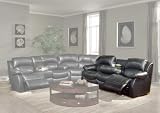 Charcoal Leather Motion Sofa (Charcoal) (40H x 89W x 39.5D)