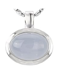 925 Sterling Silver High-Polish Finish Oval Chalcedony Cabochon Pendant