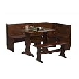 3pc Solid Pine Nook Dining Table Set - Chelsea in Walnut Finish