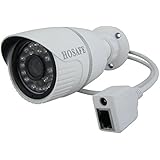 HOSAFE 1MB1W HD IP Camera Outdoor 720P Night Vision ONVIF H.264 Motion Detection Email Alert Remote View Via Smart Phone/Tablet/PC, Working With Foscam IP Camera Software Blue Iris iSpy IP Camera DVR(White)