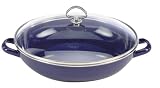 Chantal Enamel-On-Steel 3-1 2 Quart Party Pan with Tempered Glass Dome Lid, Cobalt Blue