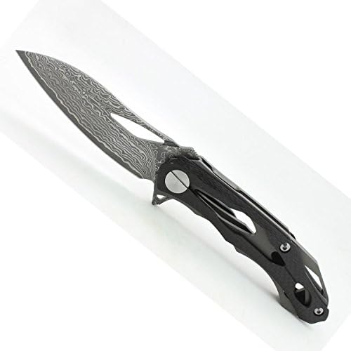 Transformer Deception 2 Damascus Blade Carbon Fiber+Titanium Handle Ball Bearing Pivot System Folding Camping Tactical Knife