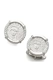 14K Solid White Gold and Diamond Cufflinks with Geniune Platinum 1/10 oz. Coin