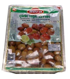Green Olives (sera) vacuum 450g by parthenonfoods.com