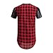 OLRIK Mens Hipster Hip Hop Leather PU Sleeve Side Zipper Paid T Thirt Red XL