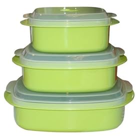Calypso Basics 3-Piece Microwave Steamer Set, Lime