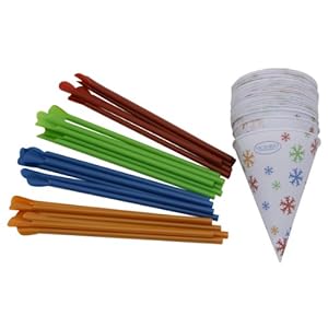 Victorio 6-ounce Snow Cone Cups And Spoon Straws 25-pack