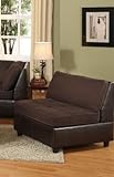 IMAGE OF Armless Microfiber Plush Faux Leather Sofa