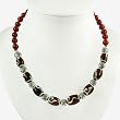 Handmade Carnelian Agate, Glass & Silver Necklace