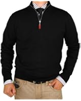 Luciano Natazzi Classic Fit Quarter Zip Mock Neck Sweater Cotton Cashmere Touch