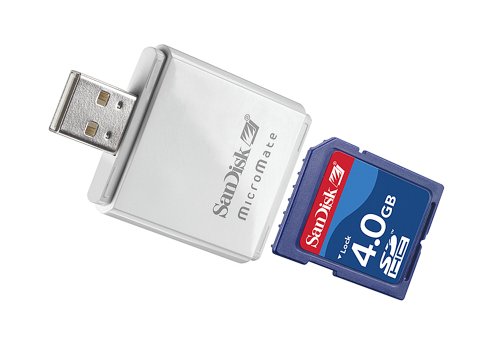 SanDisk SDHC Memory Card Bonus MicroMate Reader 4.0 GB SDSDBR-4096-A10
