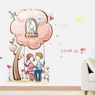 Kuforuliving room bedroom sofa TV decorative tree lovers removable cartoon wall stickers