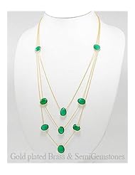 Green Onyx Necklace In Brass
