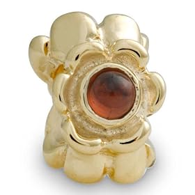 Pandora 14k YG Ribbon Charm w 3 Garnets by 