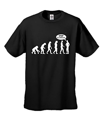Cool Men’s T-shirt – Stop Following Me – Short Sleeve Tee – Black -XL