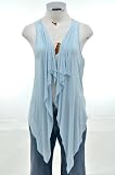 XCVI Sky Blue Ripple Open Front Vest