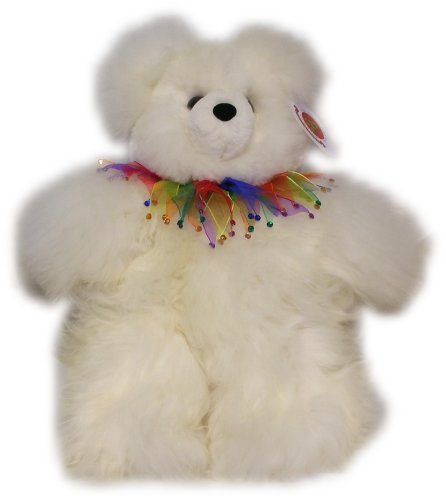 41CBLc9RqFL Alpaca Bear. Genuine Light Colored Alpaca Teddy Bear With Multi Colored Rhinestones Collar. 14 Inches high.