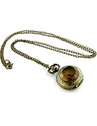 Youyoupifa Wholesale 5pcs/lot Unique Retro Design Bronze Alloy Case White Dial Amber Front Antique Pocket Watch NBW0PB7106-CO3